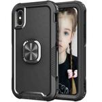 For iPhone X / XS 3 in 1 PC + TPU Phone Case with Ring Holder(Black)