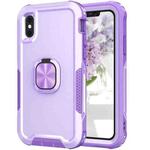 For iPhone X / XS 3 in 1 PC + TPU Phone Case with Ring Holder(Purple)