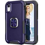 For iPhone XR 3 in 1 PC + TPU Phone Case with Ring Holder(Navy Blue)