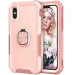 For iPhone XS Max 3 in 1 PC + TPU Phone Case with Ring Holder(Pink)