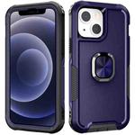 For iPhone 12 mini 3 in 1 PC + TPU Phone Case with Ring Holder (Navy Blue)