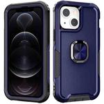For iPhone 12 / 12 Pro 3 in 1 PC + TPU Phone Case with Ring Holder(Navy Blue)