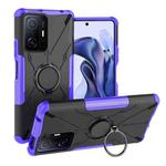 For Xiaomi 11T Armor Bear Shockproof PC + TPU Phone Case with Ring Holder(Purple)