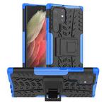 For Samsung Galaxy S22 Ultra 5G Tire Texture TPU + PC Phone Case with Holder(Blue)