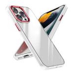 For iPhone 13 Pro Max Four-corner Shockproof TPU + PC Phone Case (Transparent Red)
