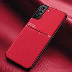 For Samsung Galaxy S22 5G Classic Tilt Strip Grain Magnetic Shockproof PC + TPU Phone Case(Red)