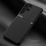 For Samsung Galaxy S22 Ultra 5G Classic Tilt Strip Grain Magnetic Shockproof PC + TPU Phone Case(Black)