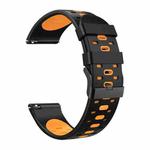 For Huawei Watch GT 3 22mm Three Rows Holes Two-color Silicone Watch Band(Black Orange)