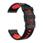 For Huawei Watch GT 3 22mm Three Rows Holes Two-color Silicone Watch Band(Black Red)