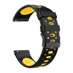 For Huawei Watch GT 3 22mm Three Rows Holes Two-color Silicone Watch Band(Black Yellow)