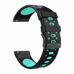 For Huawei Watch GT 3 22mm Three Rows Holes Two-color Silicone Watch Band(Black Mint Green)