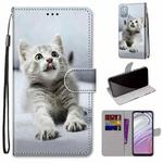 For Motorola Moto G10/G20/G30 Coloured Drawing Cross Texture Horizontal Flip Leather Phone Case with Holder & Card Slots & Wallet & Lanyard(Small Grey Cat)