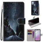 For Motorola Moto G10/G20/G30 Coloured Drawing Cross Texture Horizontal Flip Leather Phone Case with Holder & Card Slots & Wallet & Lanyard(Mountain Road Starry Sky)