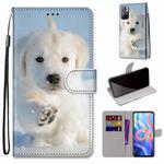 For Xiaomi Redmi Note 11 Coloured Drawing Cross Texture Horizontal Flip Leather Phone Case with Holder & Card Slots & Wallet & Lanyard(Snow Puppy)