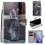 For Xiaomi Redmi Note 11 Coloured Drawing Cross Texture Horizontal Flip Leather Phone Case with Holder & Card Slots & Wallet & Lanyard(Cat Becomes Tiger)