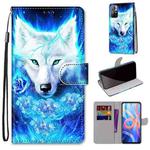 For Xiaomi Redmi Note 11 Coloured Drawing Cross Texture Horizontal Flip Leather Phone Case with Holder & Card Slots & Wallet & Lanyard(Dick Rose Wolf)