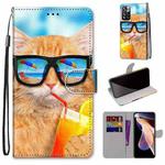 For Xiaomi Redmi Note 11 Pro/11 Pro+ Coloured Drawing Cross Texture Horizontal Flip Leather Phone Case with Holder & Card Slots & Wallet & Lanyard(Cat Drinking Soda)