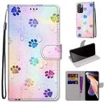 For Xiaomi Redmi Note 11 Pro/11 Pro+ Coloured Drawing Cross Texture Horizontal Flip Leather Phone Case with Holder & Card Slots & Wallet & Lanyard(Footprint Water Drops)