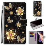 For Xiaomi Redmi Note 11 Pro/11 Pro+ Coloured Drawing Cross Texture Horizontal Flip Leather Phone Case with Holder & Card Slots & Wallet & Lanyard(Gold Diamond Butterfly)