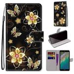 For Nokia C01 Plus Coloured Drawing Cross Texture Horizontal Flip Leather Phone Case with Holder & Card Slots & Wallet & Lanyard(Gold Diamond Butterfly)