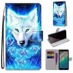 For Nokia C01 Plus Coloured Drawing Cross Texture Horizontal Flip Leather Phone Case with Holder & Card Slots & Wallet & Lanyard(Dick Rose Wolf)
