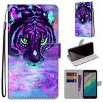 For Nokia C01 Plus Coloured Drawing Cross Texture Horizontal Flip Leather Phone Case with Holder & Card Slots & Wallet & Lanyard(Tiger Drinking Water)