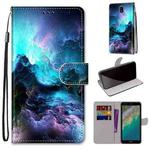 For Nokia C01 Plus Coloured Drawing Cross Texture Horizontal Flip Leather Phone Case with Holder & Card Slots & Wallet & Lanyard(Colorful Clouds)