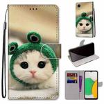 For Samsung Galaxy A03 Core Coloured Drawing Cross Texture Horizontal Flip Leather Phone Case with Holder & Card Slots & Wallet & Lanyard(Frog Kitten)