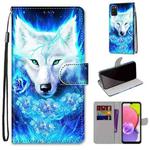 For Samsung Galaxy A03s 166mm Version Coloured Drawing Cross Texture Horizontal Flip Leather Phone Case with Holder & Card Slots & Wallet & Lanyard(Dick Rose Wolf)