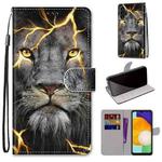 For Samsung Galaxy A13 4G Coloured Drawing Cross Texture Horizontal Flip Leather Phone Case with Holder & Card Slots & Wallet & Lanyard(Fission Lion)