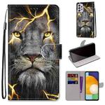 For Samsung Galaxy A33 5G Coloured Drawing Cross Texture Horizontal Flip Leather Phone Case with Holder & Card Slots & Wallet & Lanyard(Fission Lion)