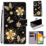 For Samsung Galaxy A53 5G Coloured Drawing Cross Texture Horizontal Flip Leather Phone Case with Holder & Card Slots & Wallet & Lanyard(Gold Diamond Butterfly)