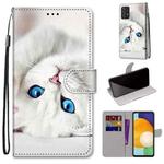 For Samsung Galaxy A53 5G Coloured Drawing Cross Texture Horizontal Flip Leather Phone Case with Holder & Card Slots & Wallet & Lanyard(White Kitten)