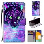 For Samsung Galaxy A53 5G Coloured Drawing Cross Texture Horizontal Flip Leather Phone Case with Holder & Card Slots & Wallet & Lanyard(Tiger Drinking Water)