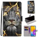 For Samsung Galaxy M52 5G Coloured Drawing Cross Texture Horizontal Flip Leather Phone Case with Holder & Card Slots & Wallet & Lanyard(Fission Lion)