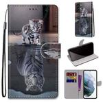 For Samsung Galaxy S22+ 5G Coloured Drawing Cross Texture Horizontal Flip Leather Phone Case with Holder & Card Slots & Wallet & Lanyard(Cat Becomes Tiger)
