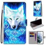 For Samsung Galaxy S22+ 5G Coloured Drawing Cross Texture Horizontal Flip Leather Phone Case with Holder & Card Slots & Wallet & Lanyard(Dick Rose Wolf)