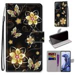 For Xiaomi 11T / 11T Pro Coloured Drawing Cross Texture Horizontal Flip Leather Phone Case with Holder & Card Slots & Wallet & Lanyard(Gold Diamond Butterfly)