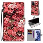 For Xiaomi 11T / 11T Pro Coloured Drawing Cross Texture Horizontal Flip Leather Phone Case with Holder & Card Slots & Wallet & Lanyard(Pink Rose Garden)