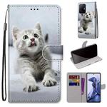 For Xiaomi 11T / 11T Pro Coloured Drawing Cross Texture Horizontal Flip Leather Phone Case with Holder & Card Slots & Wallet & Lanyard(Small Grey Cat)