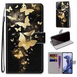 For Xiaomi 11T / 11T Pro Coloured Drawing Cross Texture Horizontal Flip Leather Phone Case with Holder & Card Slots & Wallet & Lanyard(Golden Butterfly Group)