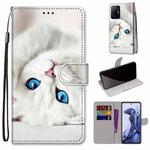 For Xiaomi 11T / 11T Pro Coloured Drawing Cross Texture Horizontal Flip Leather Phone Case with Holder & Card Slots & Wallet & Lanyard(White Kitten)