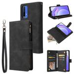For Xiaomi Redmi Note 9 4G Multifunctional Phone Leather Case with Card Slot & Holder & Zipper Wallet & Photo Frame(Black)