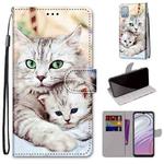 For Motorola Moto G10 / G20 / G30 Coloured Drawing Cross Texture Horizontal Flip PU Phone Leather Case with Holder & Card Slots & Wallet & Lanyard(Colorful Layer(Big Cat Hugging Kitten)