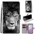 For Motorola Moto G10 / G20 / G30 Coloured Drawing Cross Texture Horizontal Flip PU Phone Leather Case with Holder & Card Slots & Wallet & Lanyard(Colorful Layer(Black and White Lion Head)