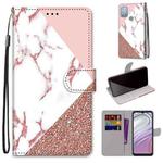 For Motorola Moto G10 / G20 / G30 Coloured Drawing Cross Texture Horizontal Flip PU Phone Leather Case with Holder & Card Slots & Wallet & Lanyard(Colorful Layer(Stitching Pink Stone Pattern)