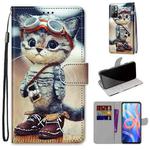 For Xiaomi Redmi Note 11 Coloured Drawing Cross Texture Horizontal Flip PU Phone Leather Case with Holder & Card Slots & Wallet & Lanyard(Colorful Layer(Leather Shoes Cat)
