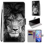 For Xiaomi Redmi Note 11 Coloured Drawing Cross Texture Horizontal Flip PU Phone Leather Case with Holder & Card Slots & Wallet & Lanyard(Colorful Layer(Black and White Lion Head)