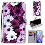 For Xiaomi Redmi Note 11 Coloured Drawing Cross Texture Horizontal Flip PU Phone Leather Case with Holder & Card Slots & Wallet & Lanyard(Colorful Layer(Chrysanthemum Pink White Purple)