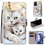 For Xiaomi Mi 11T / 11T Pro Coloured Drawing Cross Texture Horizontal Flip PU Phone Leather Case with Holder & Card Slots & Wallet & Lanyard(Colorful Layer(Big Cat Hugging Kitten)